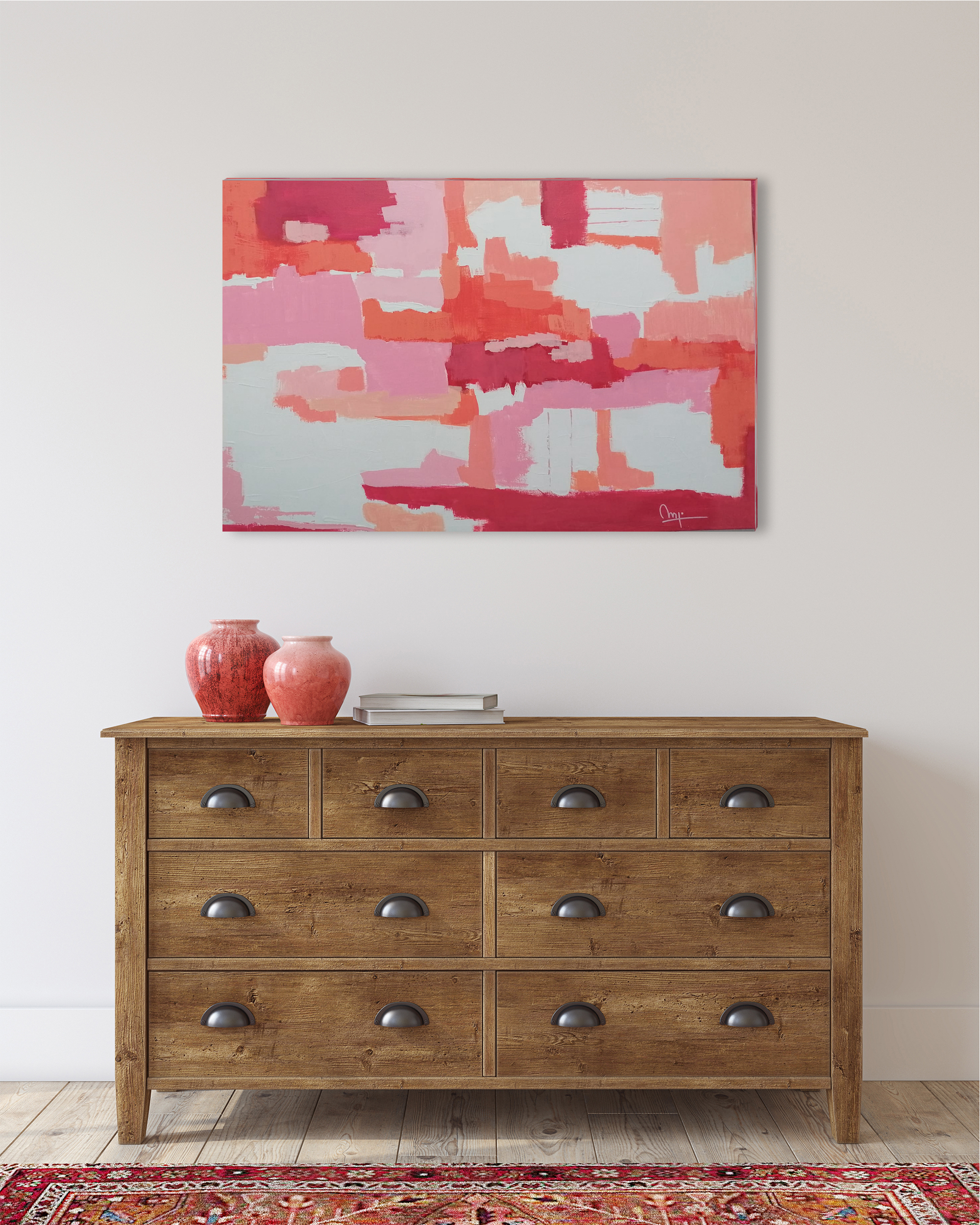 Cuadro AMARILIS – obra abstracta en tonos cálidos, 60×90 cm