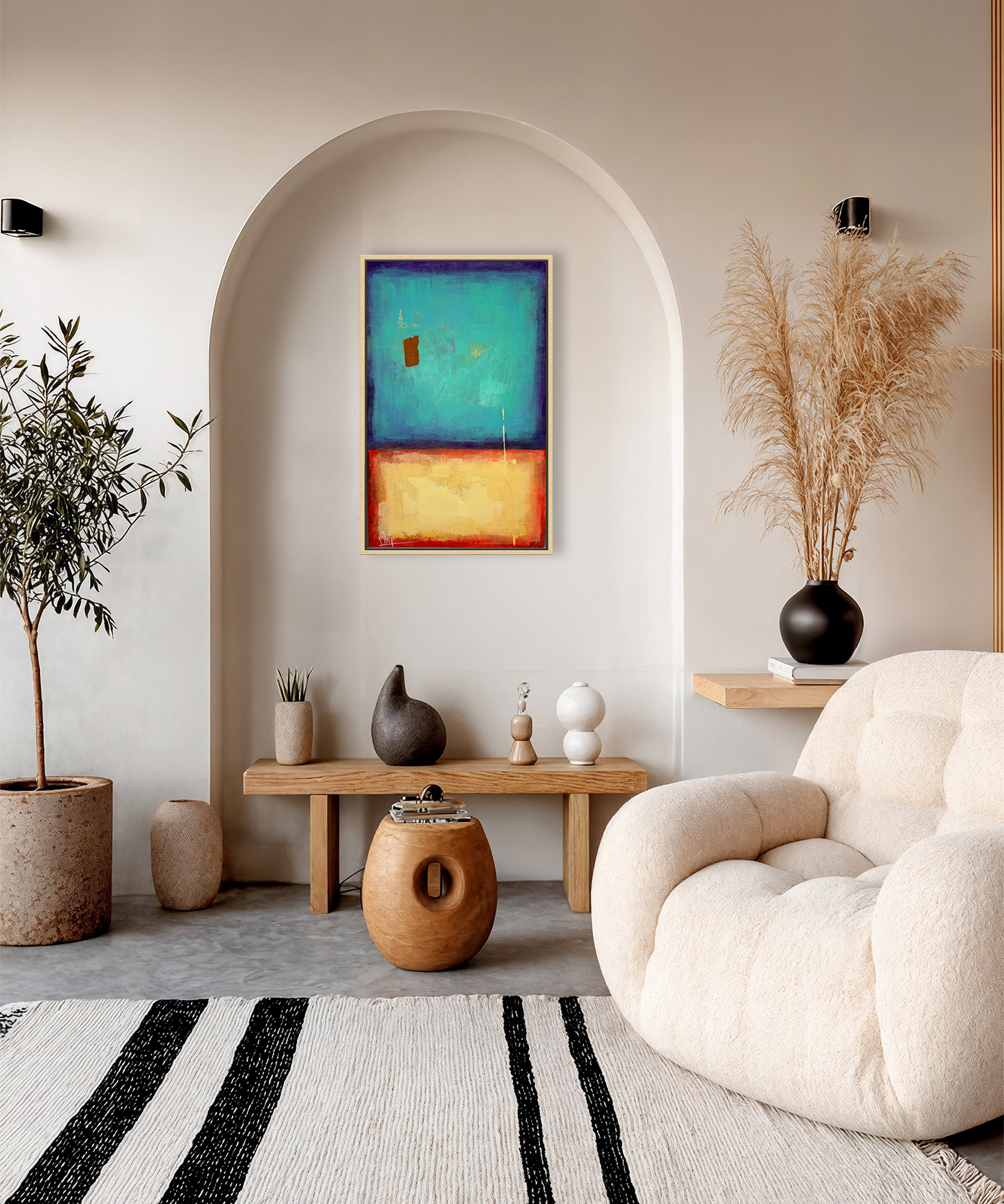 Cuadro HORIZON – obra abstracta en tonos azules, 60×40 cm